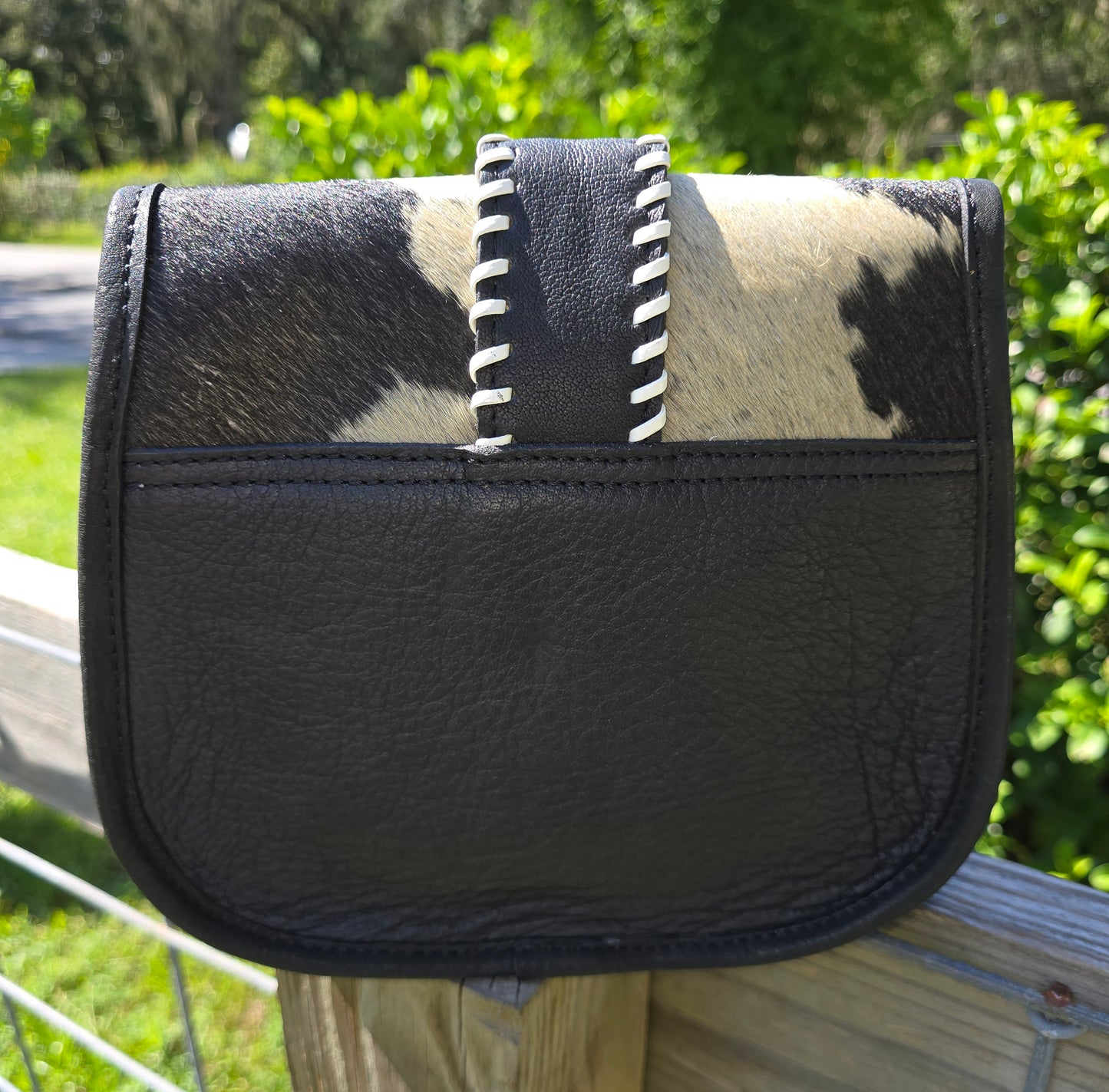 2837 Black Cowhide Fur Handbag Western Leather Crossbody Sling Purse Multi-Purpose Purse Fur Handbag Western Leather Crossbody Sling Purse Multi Purpose Purse