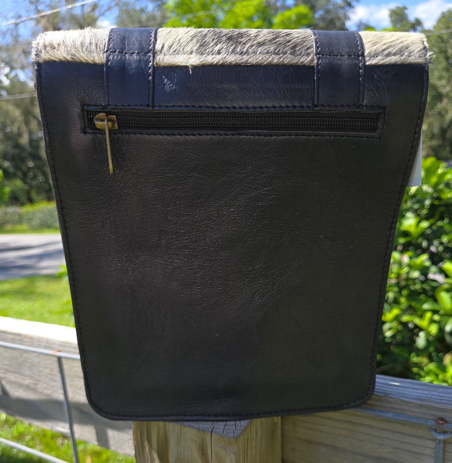 2691 Black Cowhide Fur Handbag Western Leather Crossbody Sling Purse Multi-Purpose Purse Fur Handbag Western Leather Crossbody Sling Purse Multi Purpose Purse