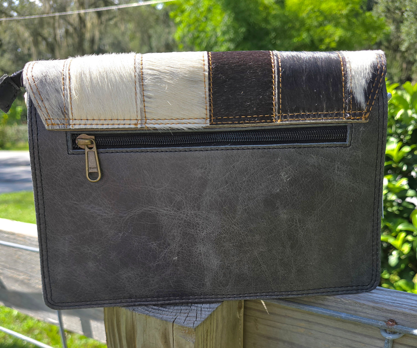 2752 Cowhide Fur Handbag Western Leather Crossbody Sling Purse Multi Purpose Purse