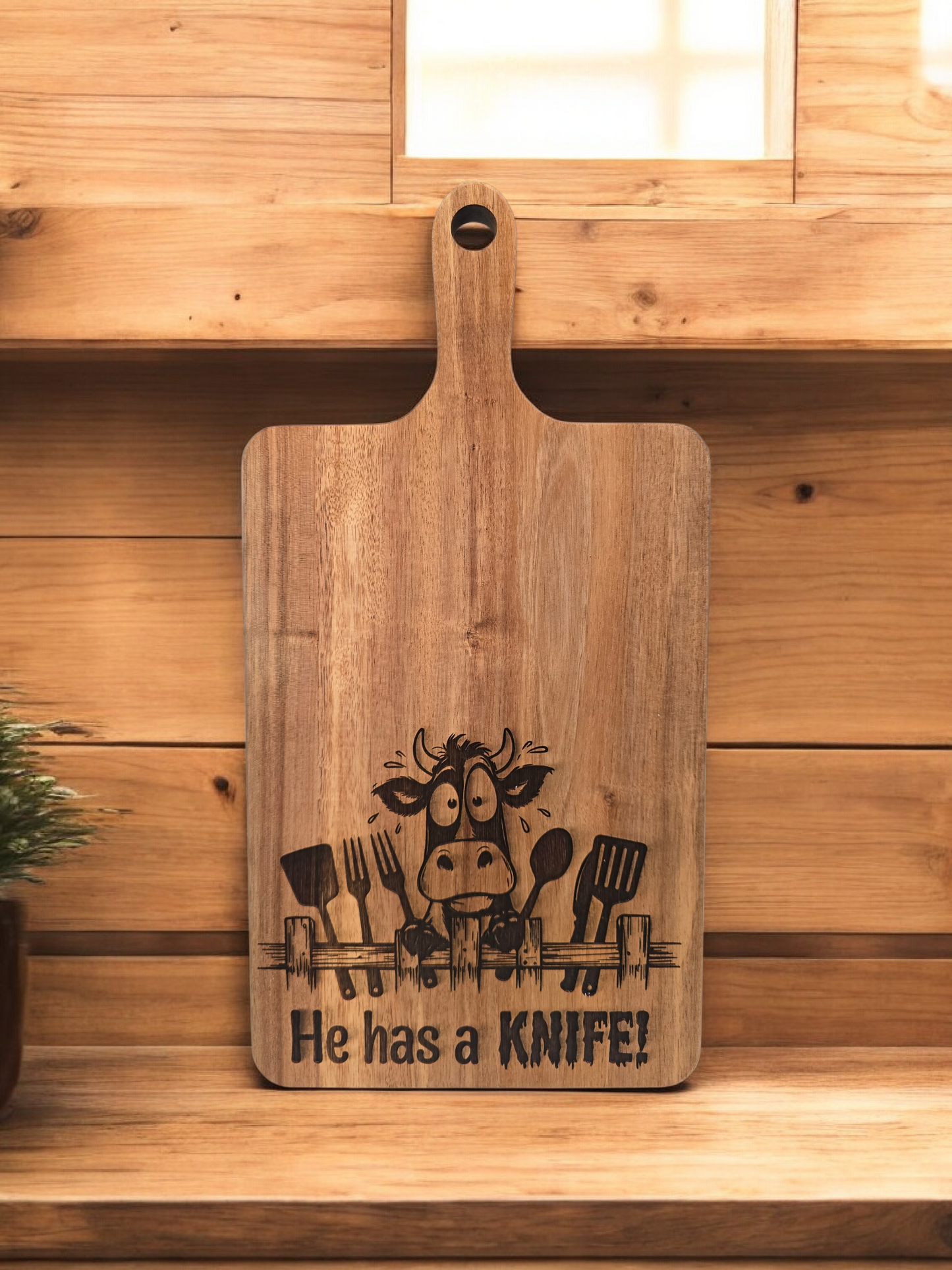 He's got a knive cutting board