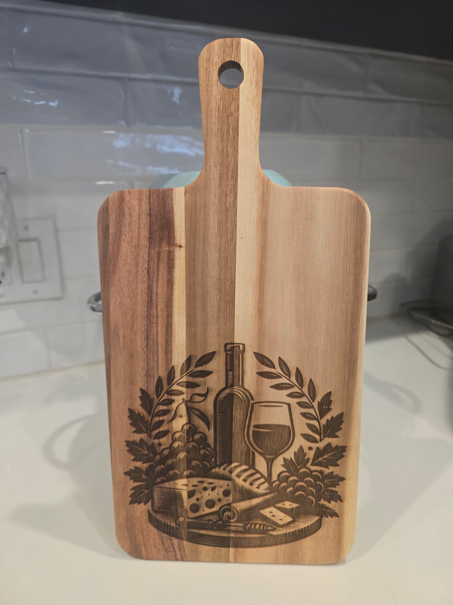 Wine and bread cutting board