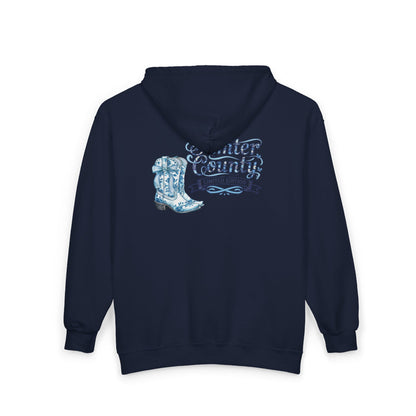 Cowboy Boots 'Sumter Country' Zip Hoodie — Western Graphic Full-Zip Sweatshirt