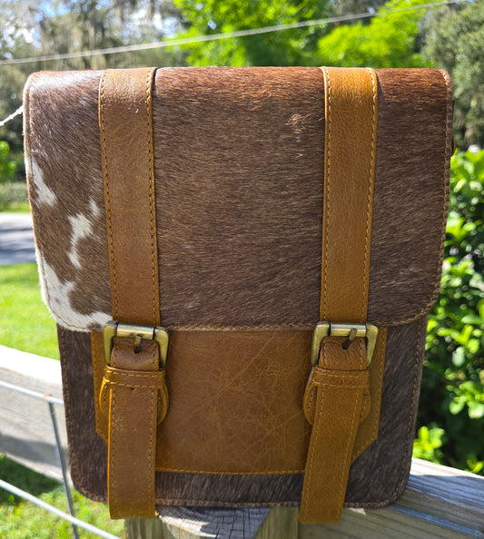 2691  Tan Cowhide Fur Handbag Western Leather Crossbody Sling Purse Multi-Purpose Purse Fur Handbag Western Leather Crossbody Sling Purse Multi Purpose Purse