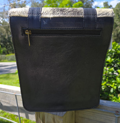 2691 Black Cowhide Fur Handbag Western Leather Crossbody Sling Purse Multi-Purpose Purse Fur Handbag Western Leather Crossbody Sling Purse Multi Purpose Purse