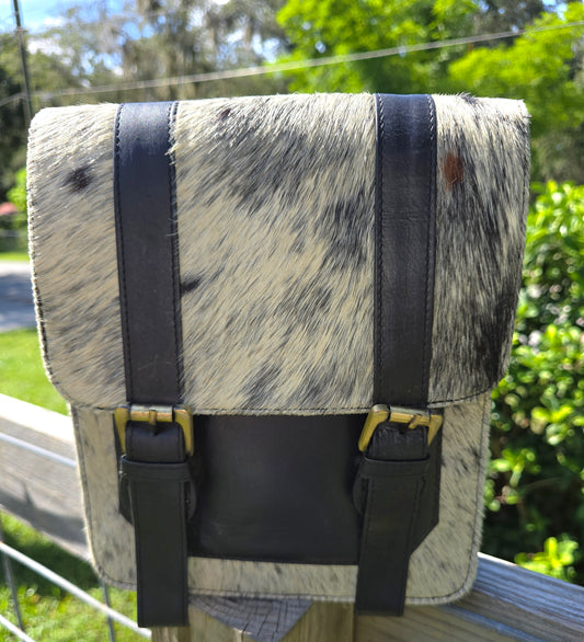 2691 Black Cowhide Fur Handbag Western Leather Crossbody Sling Purse Multi-Purpose Purse Fur Handbag Western Leather Crossbody Sling Purse Multi Purpose Purse