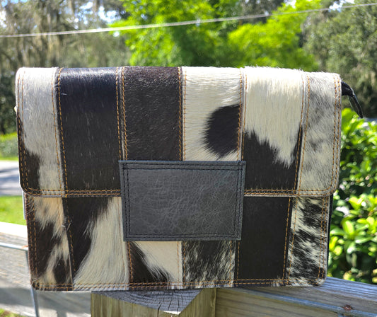 2752 Cowhide Fur Handbag Western Leather Crossbody Sling Purse Multi Purpose Purse