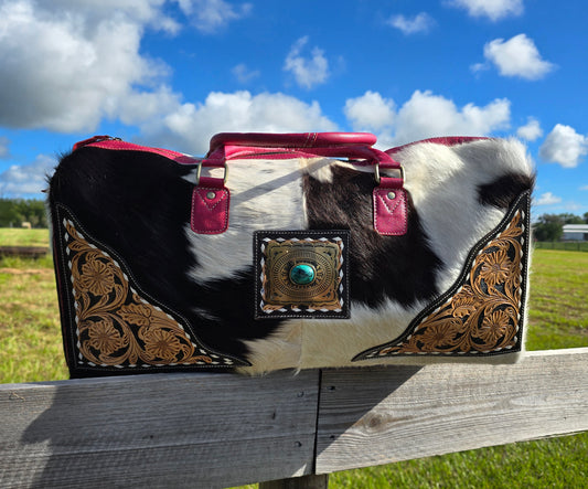 Pink Cowhide duffle