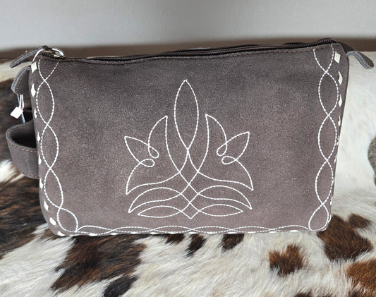 Evelyn Brown Boot Stitched Makeup Bag
